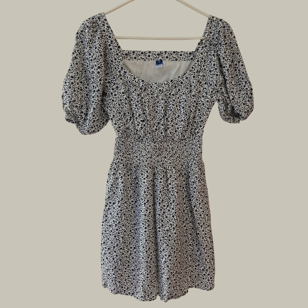 Old Navy Womens Milkmaid Mini Dress Size XS Floral Puff Sleeve Boho Cottage